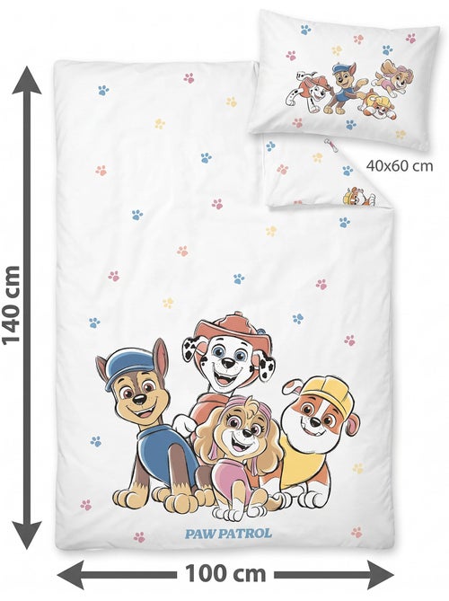 Baby Beddengoed PAW Patrol 100x140cm + Kussensloop 40x60cm – 100% Katoen - Kiabi
