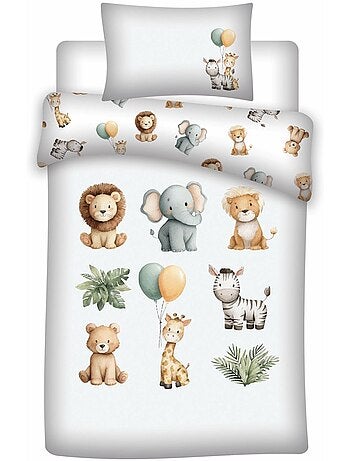 Baby Beddengoed Safari 100x140cm + Kussensloop 40x60cm – Dieren – 100% Katoen