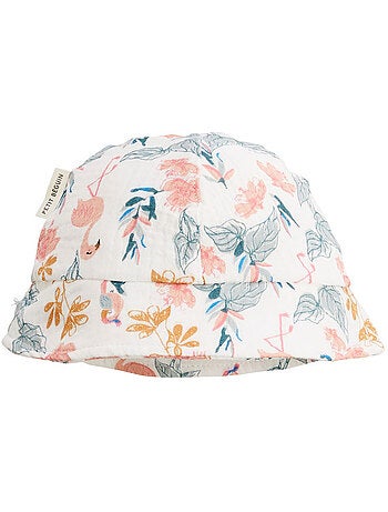 Baby bucket hat van flamingo katoengaas