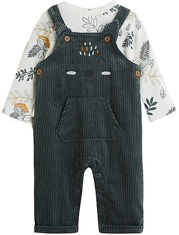 Baby corduroy tuinbroek en elliott t-shirt set