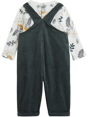 Baby corduroy tuinbroek en elliott t-shirt set