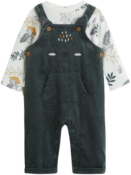 Baby corduroy tuinbroek en Elliott T-shirt set - Kiabi