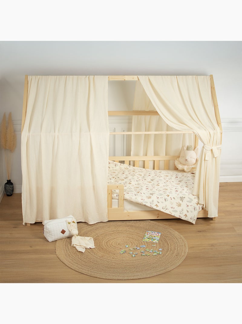 Baby dekbedovertrek omkeerbaar katoenen mousseline Ecru - Kiabi