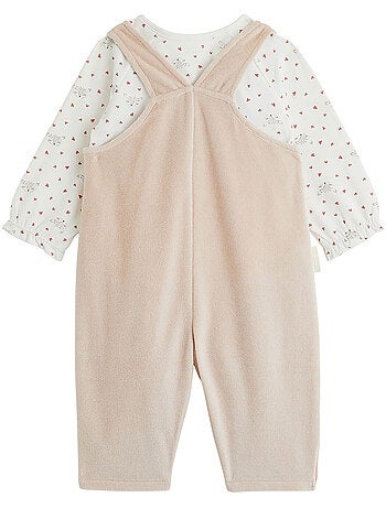 Baby fleece tuinbroek en doucette t-shirt set