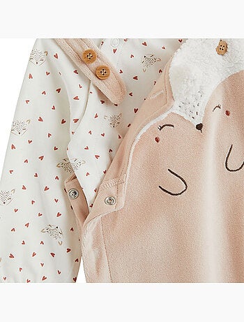 Baby fleece tuinbroek en doucette t-shirt set