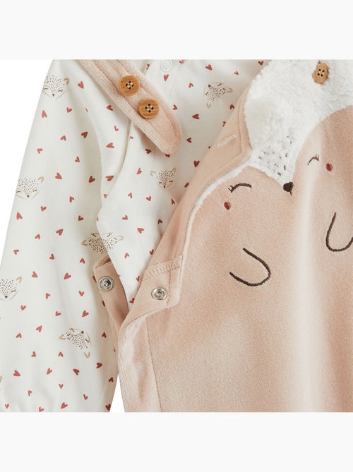 Baby fleece tuinbroek en doucette t-shirt set - Kiabi