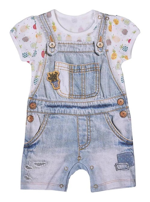 Baby meisjes playsuit in biologisch katoen pinea | kitikate - Kiabi Baby meisjes playsuit in biologisch katoen pinea | kitikate - Kiabi