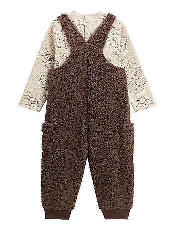 Baby-overall van sherpa en cracotte-t-shirtset