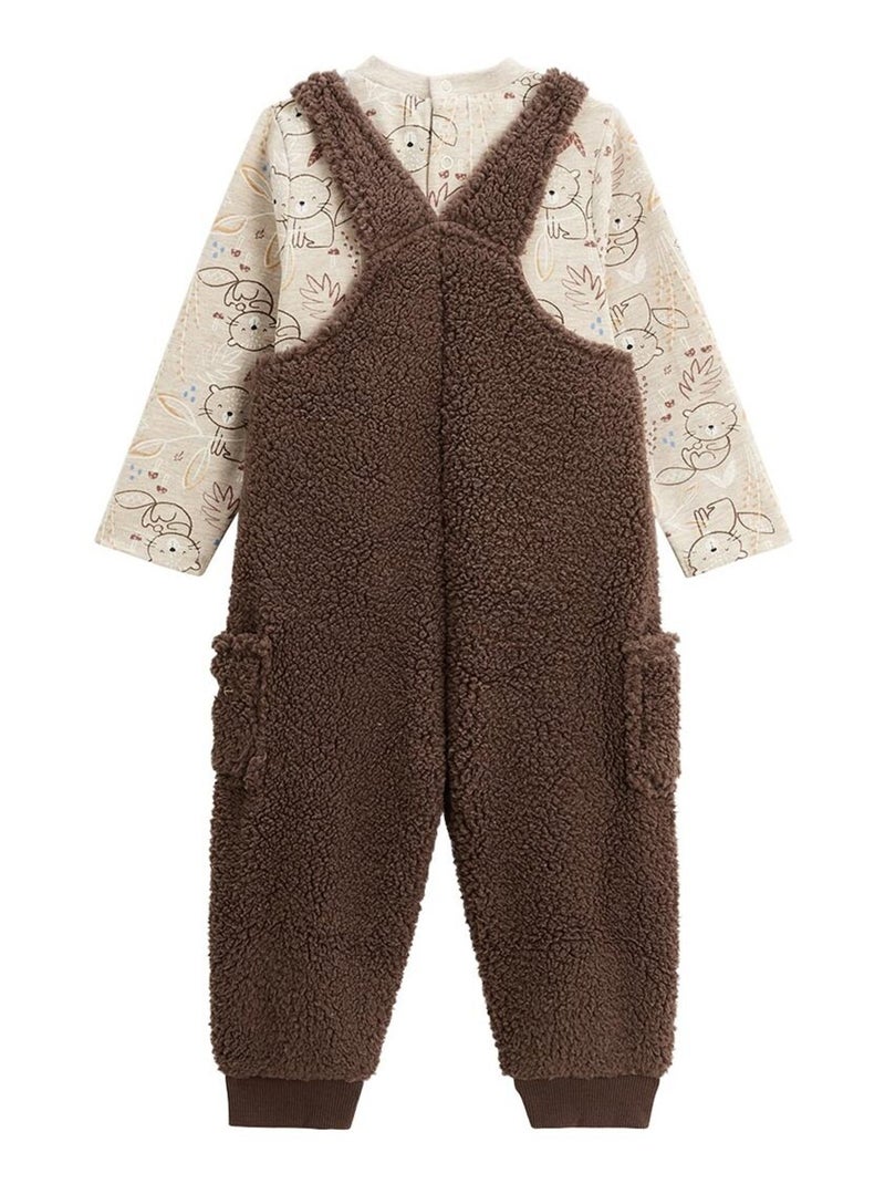 Baby-overall van sherpa en Cracotte-t-shirtset Bruin - Kiabi