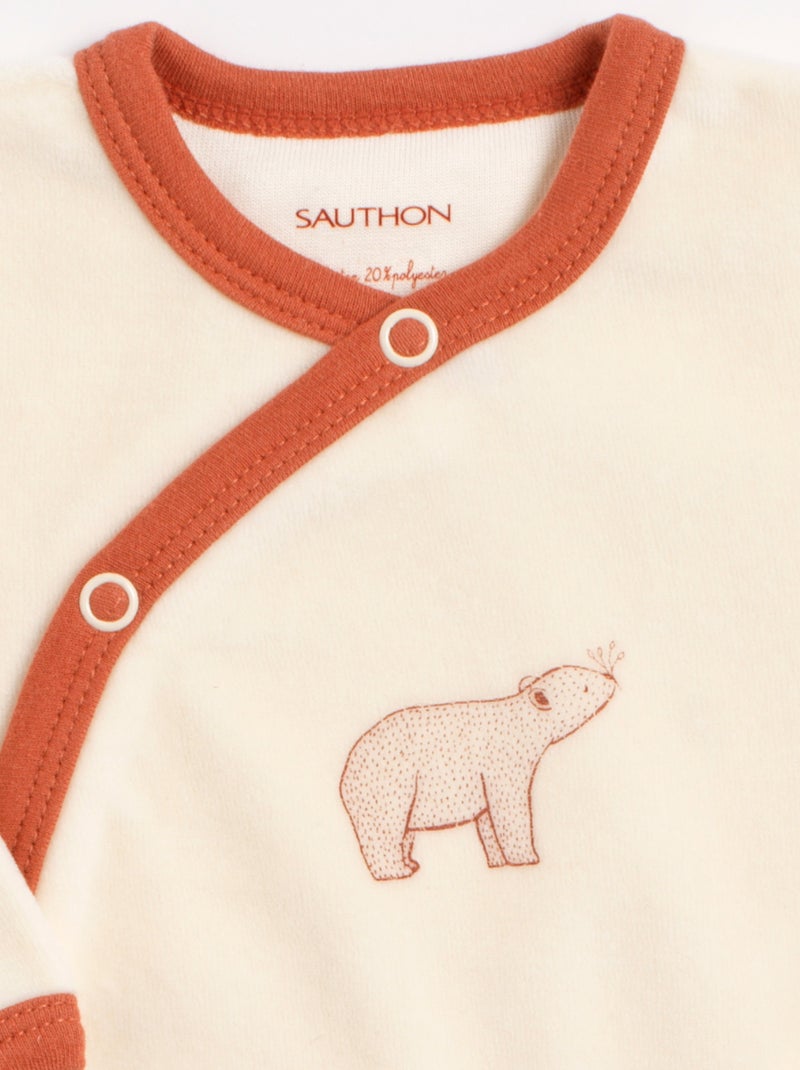Baby-pyjama met gekruiste bandjes van fluweel Rood - Kiabi