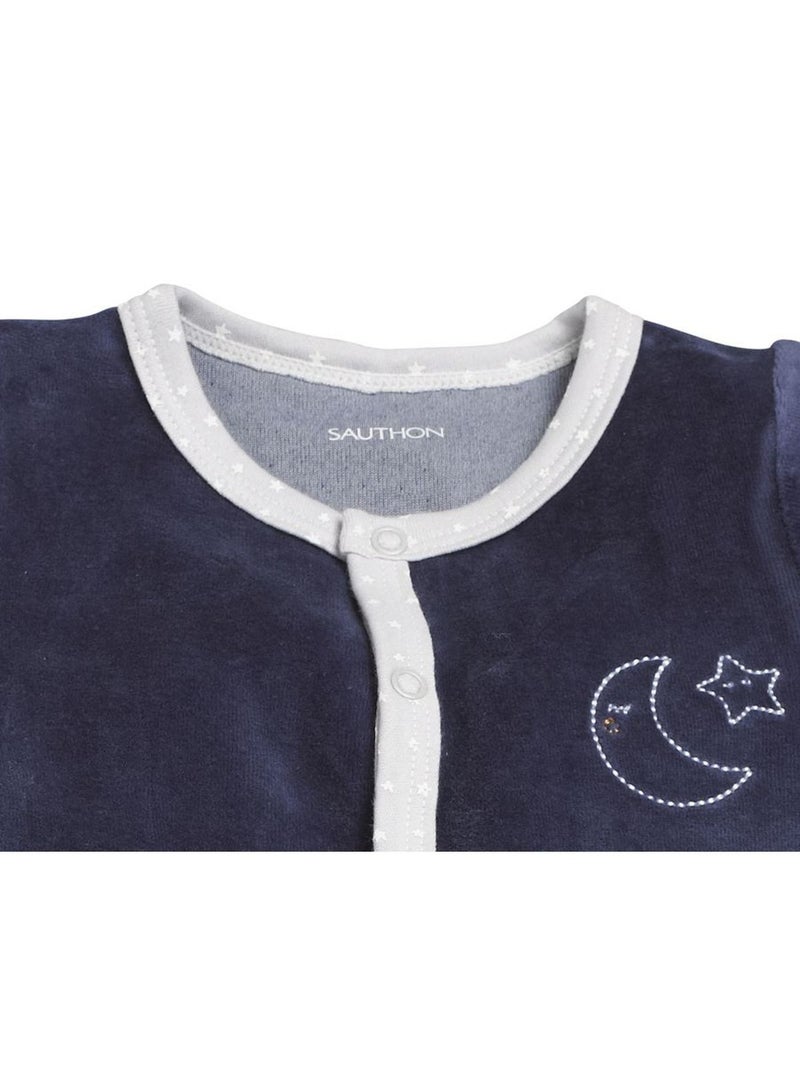 Baby-pyjama met lange mouwen van fluweel Blauw - Kiabi