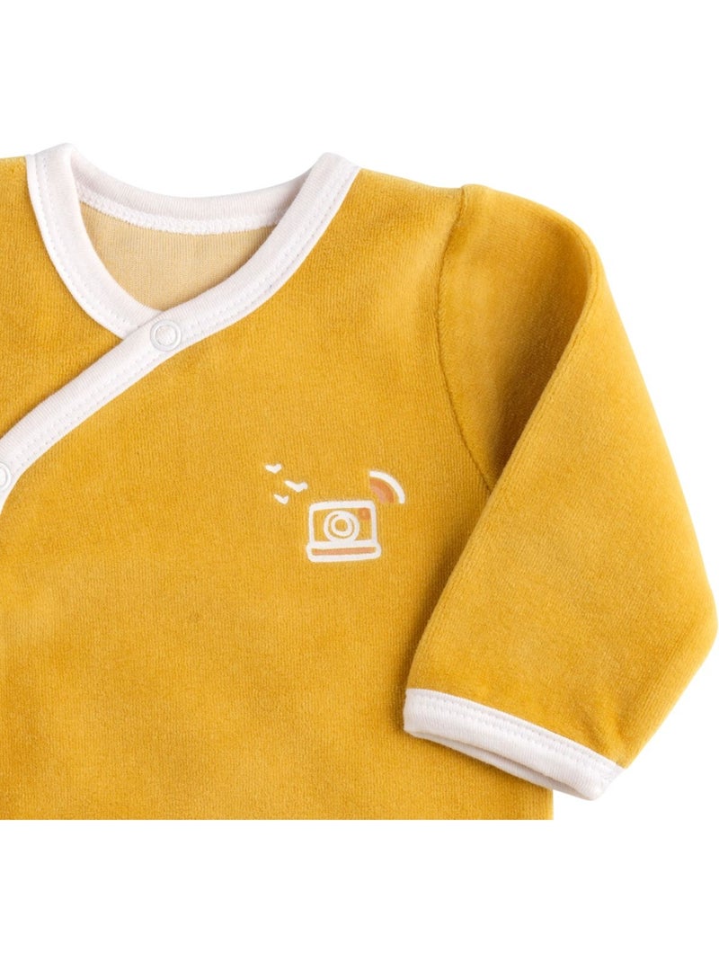Baby-pyjama met lange mouwen van fluweel Geel - Kiabi