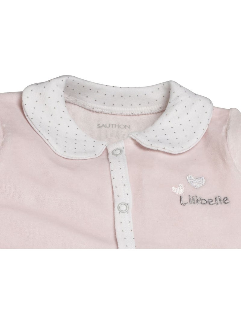 Baby-pyjama met lange mouwen van fluweel Roze - Kiabi