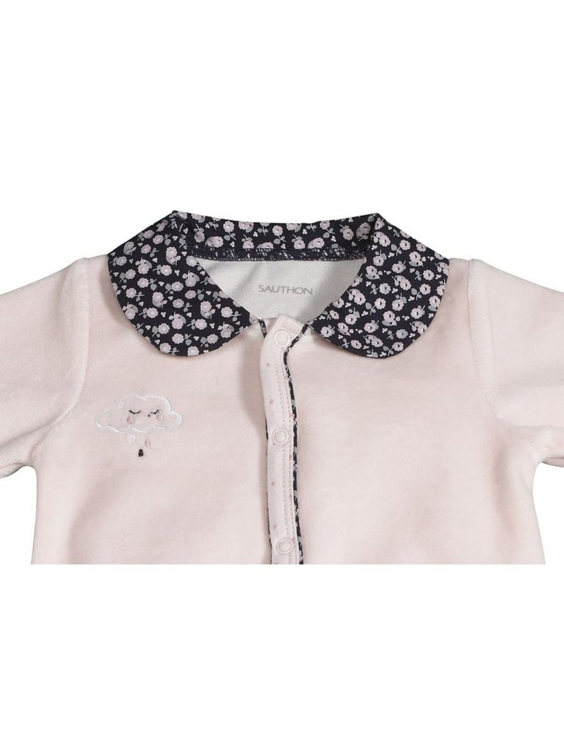 Baby-pyjama met lange mouwen van fluweel Roze - Kiabi