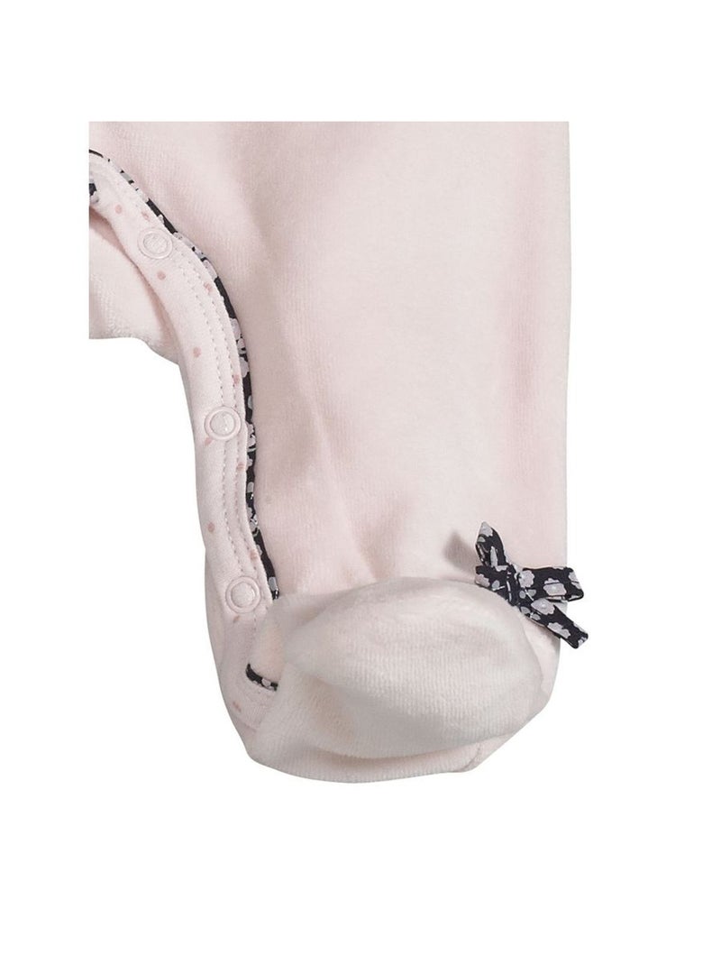 Baby-pyjama met lange mouwen van fluweel Roze - Kiabi