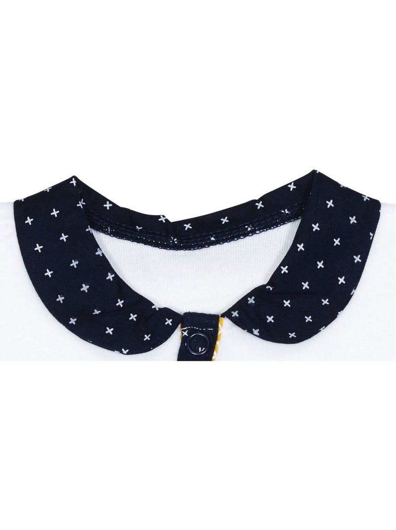 Baby-pyjama met lange mouwen van fluweel Wit Blauw - Kiabi