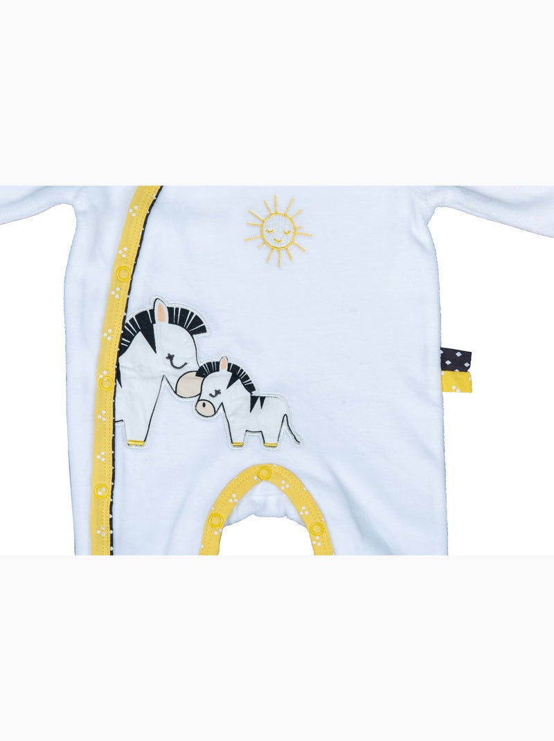 Baby-pyjama met lange mouwen van fluweel Wit Geel - Kiabi