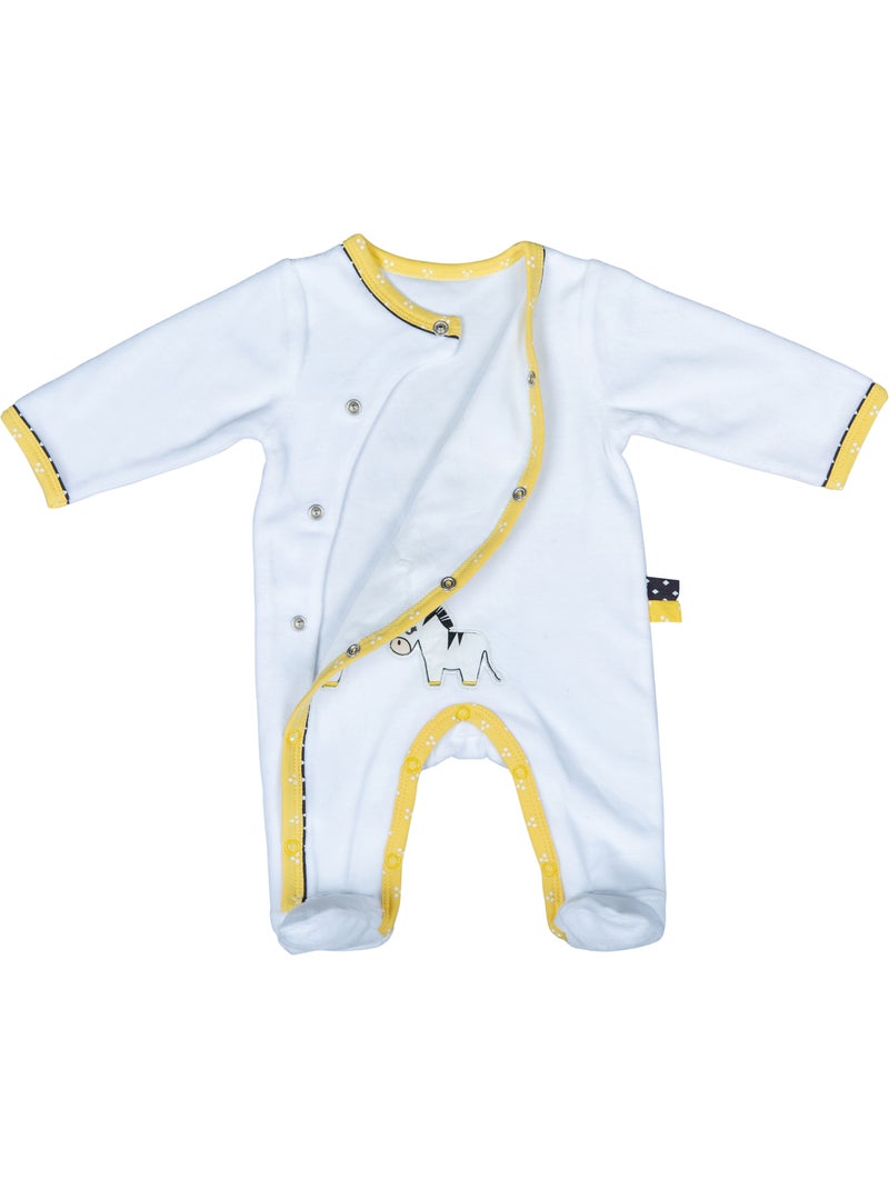 Baby-pyjama met lange mouwen van fluweel Wit Geel - Kiabi