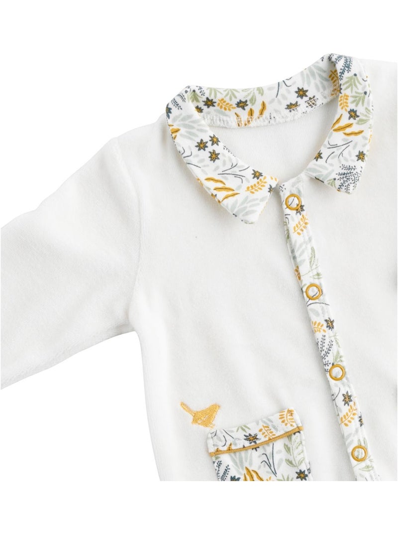 Baby-pyjama met lange mouwen van fluweel Wit Geel - Kiabi