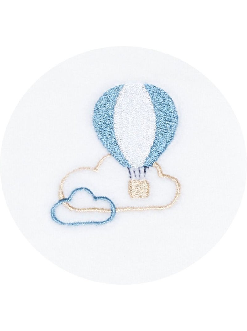 Baby-pyjama met lange mouwen van fluweel Wit Hemelsblauw - Kiabi