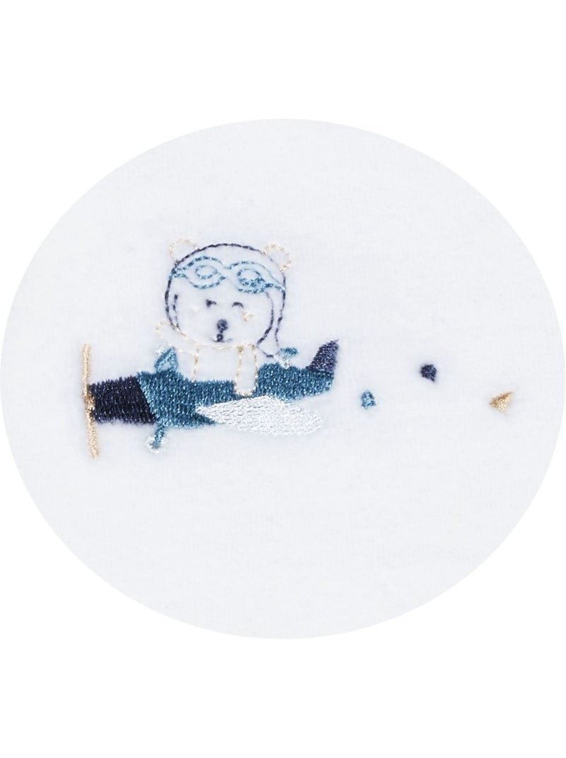Baby-pyjama met lange mouwen van fluweel Wit Marineblauw - Kiabi