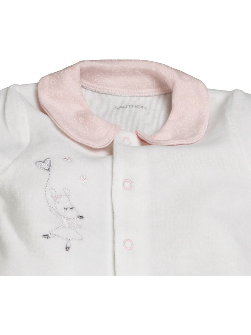 Baby-pyjama met lange mouwen van fluweel Wit - Kiabi
