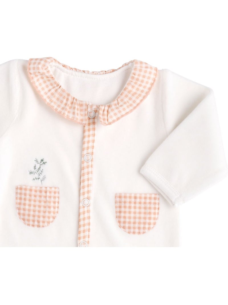 Baby-pyjama met lange mouwen van fluweel Wit - Kiabi