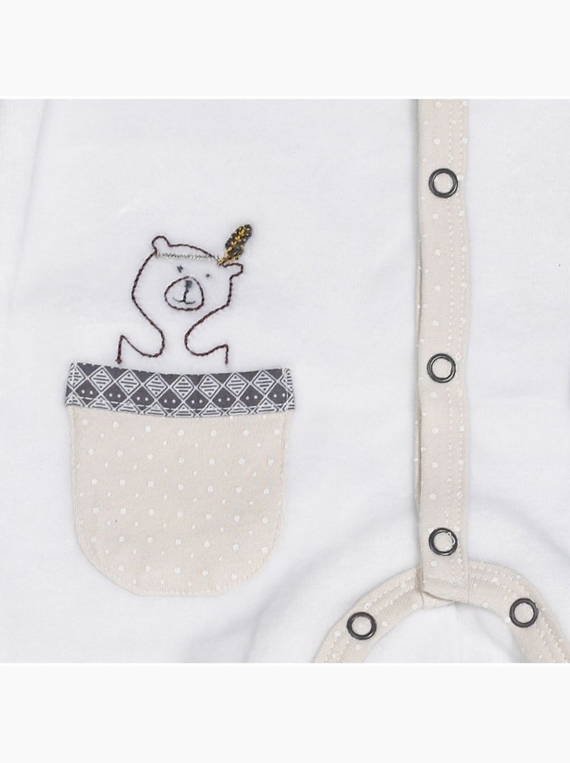 Baby-pyjama met lange mouwen van fluweel Wit - Kiabi