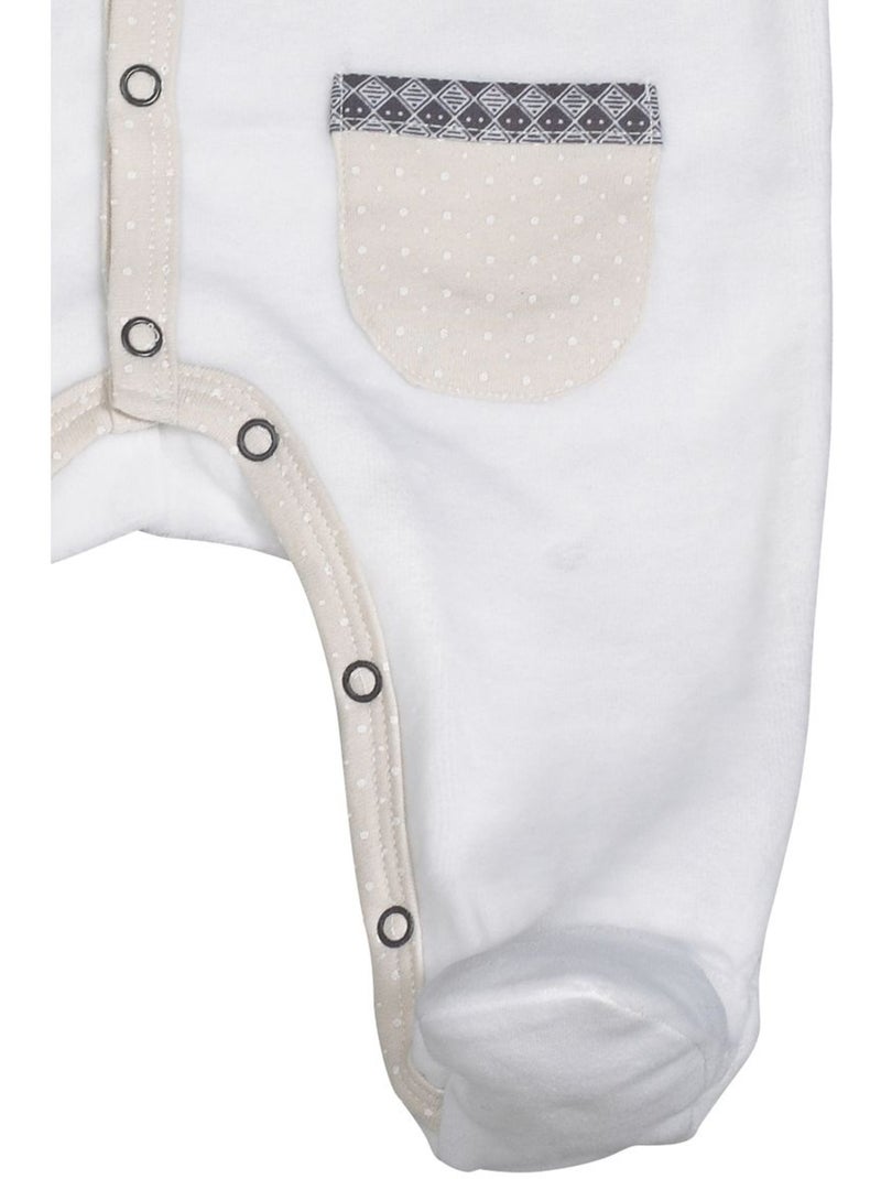 Baby-pyjama met lange mouwen van fluweel Wit - Kiabi