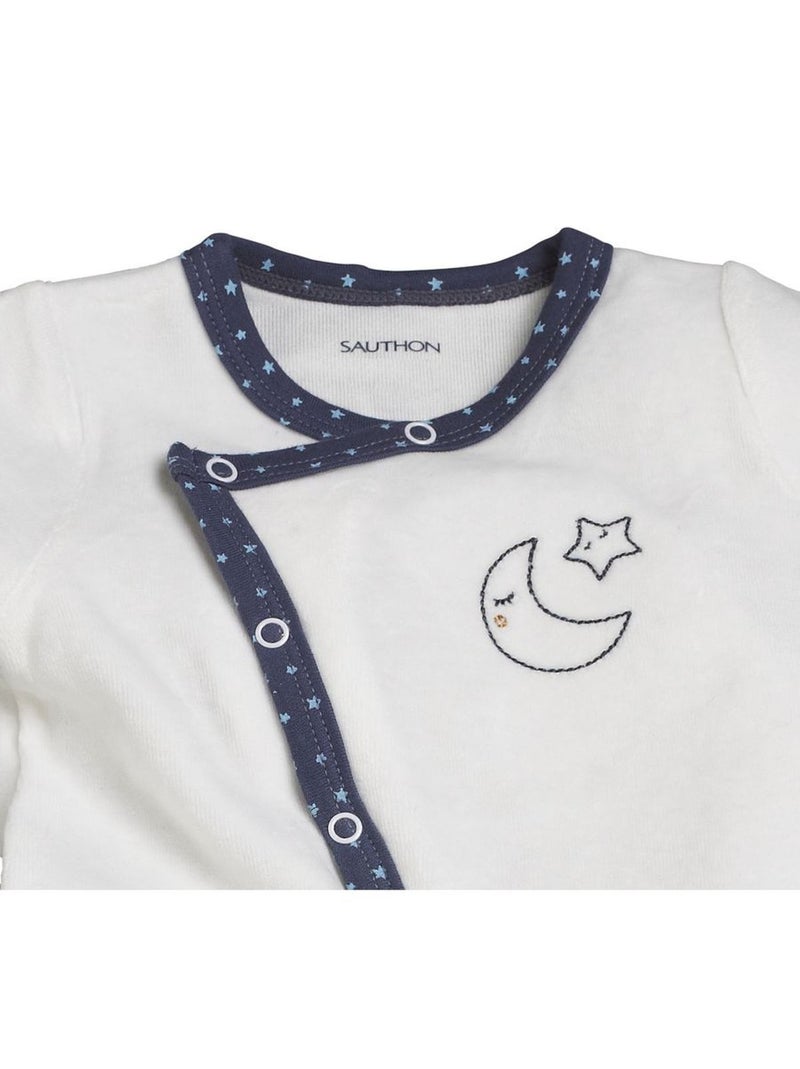 Baby-pyjama met lange mouwen van fluweel Wit - Kiabi