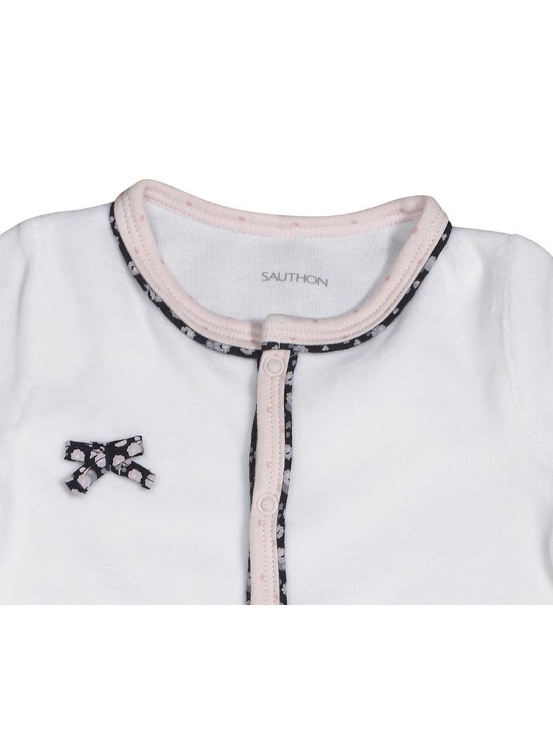 Baby-pyjama met lange mouwen van fluweel Wit - Kiabi