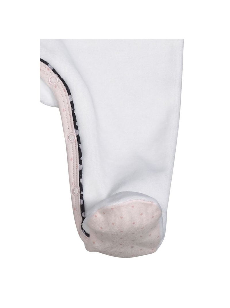 Baby-pyjama met lange mouwen van fluweel Wit - Kiabi