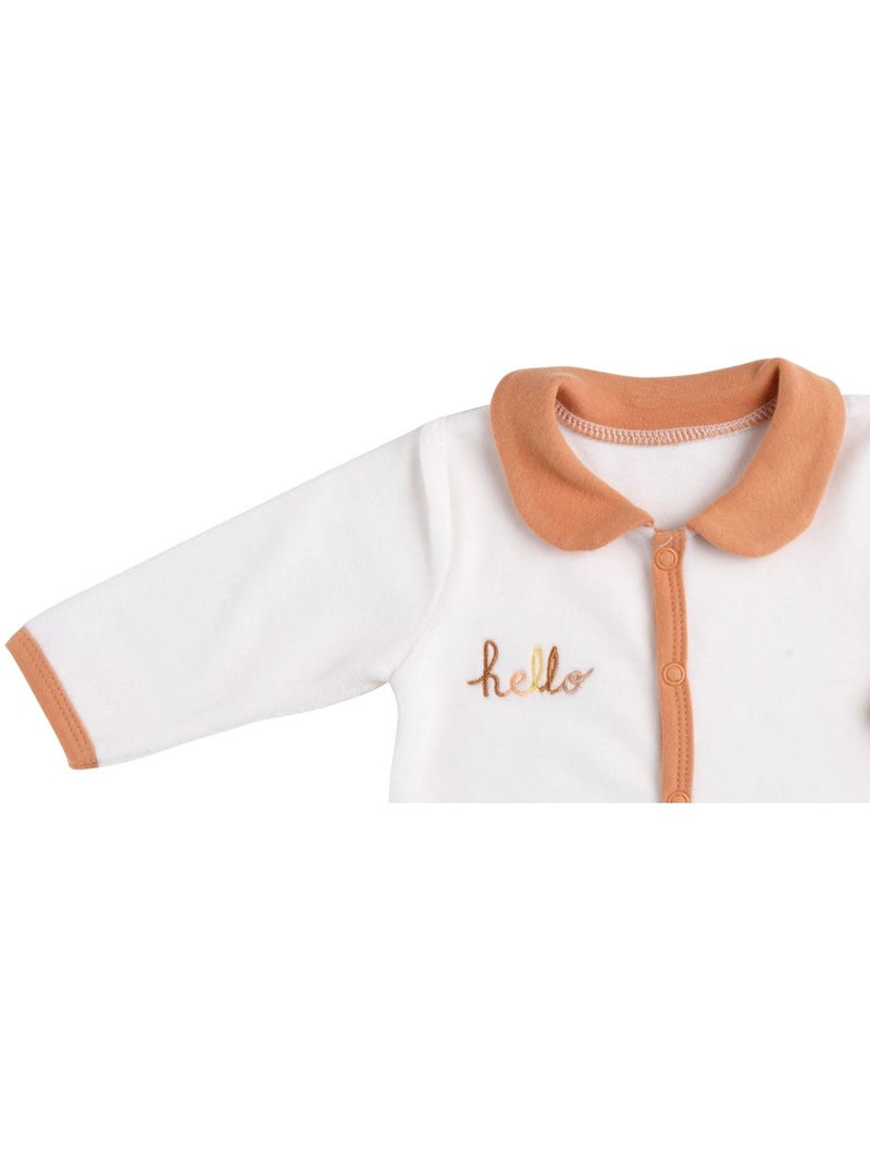 Baby-pyjama met lange mouwen van fluweel Wit - Kiabi