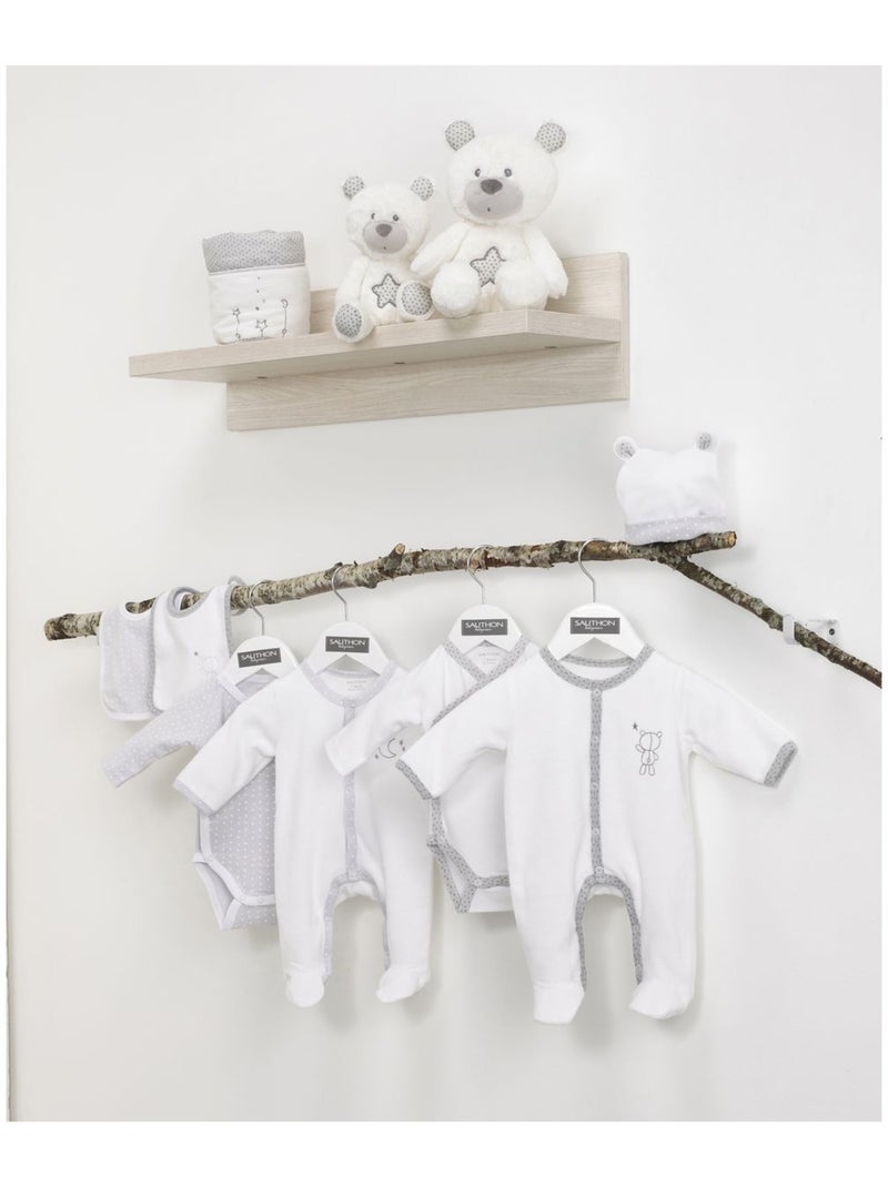 Baby-pyjama van fluweel met lange mouwen Wit Antracietgrijs - Kiabi