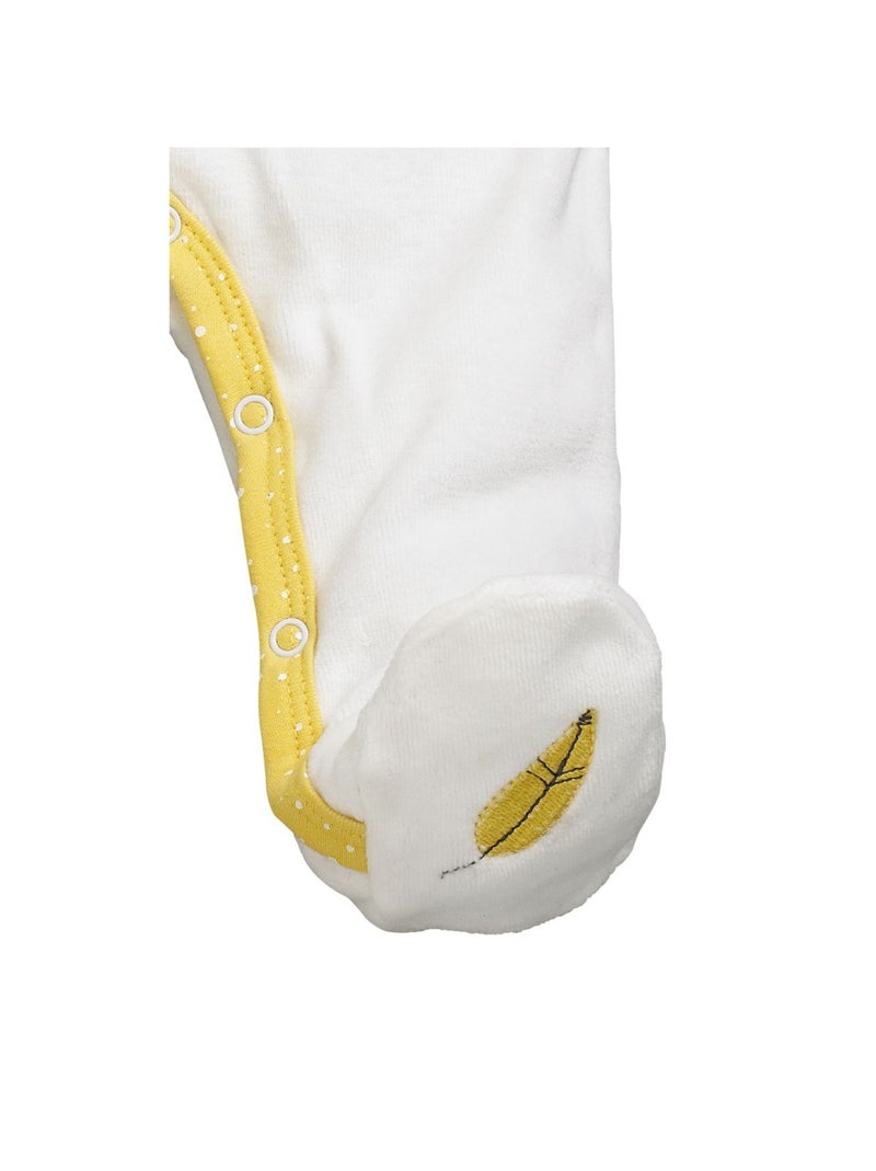 Baby-pyjama van fluweel Wit Geel - Kiabi