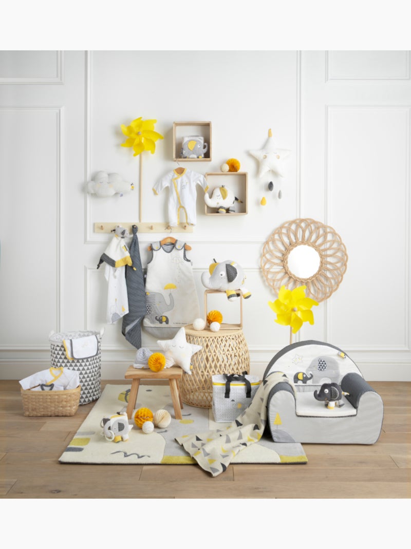 Baby-pyjama van fluweel Wit Geel - Kiabi