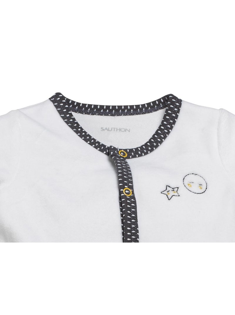 Baby-pyjama van fluweel Wit Grijs - Kiabi