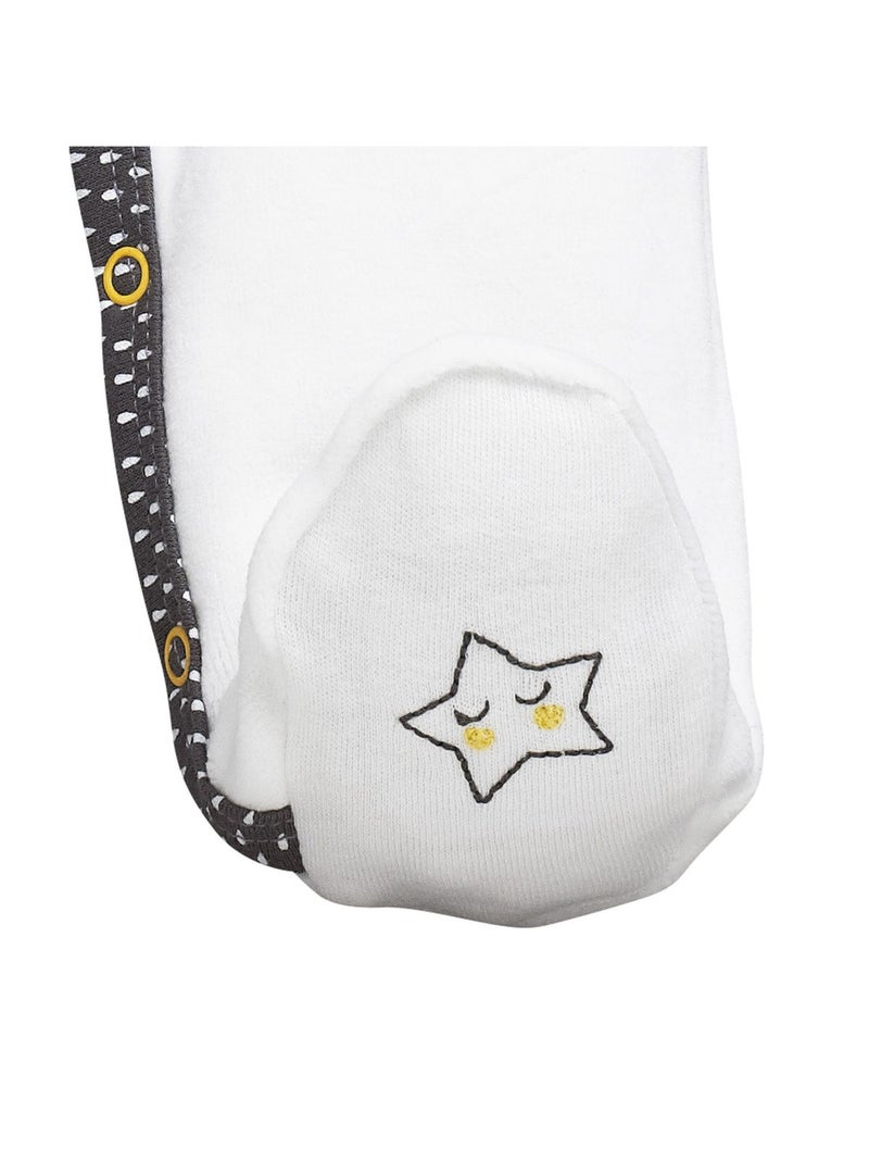 Baby-pyjama van fluweel Wit Grijs - Kiabi