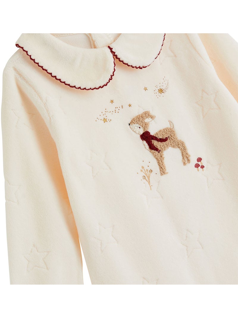 Baby pyjama van velours grace Ecru - Kiabi