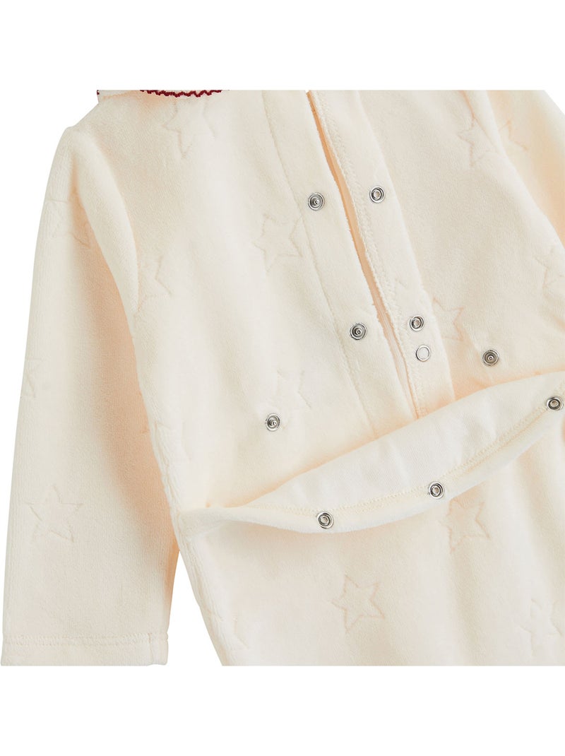 Baby pyjama van velours grace Ecru - Kiabi