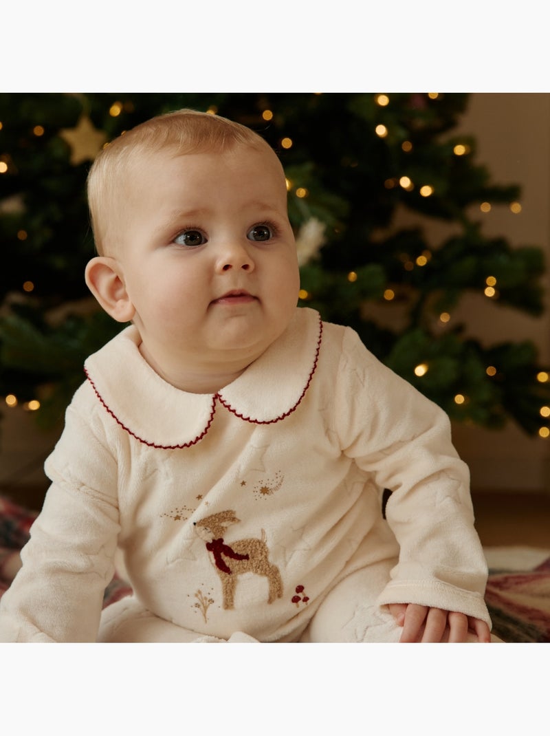 Baby pyjama van velours grace Ecru - Kiabi