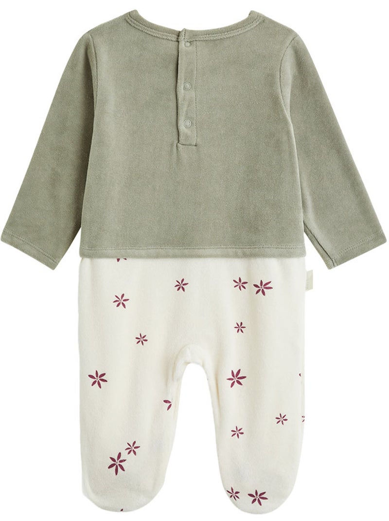 Baby pyjama van velours misti Kaki - Kiabi