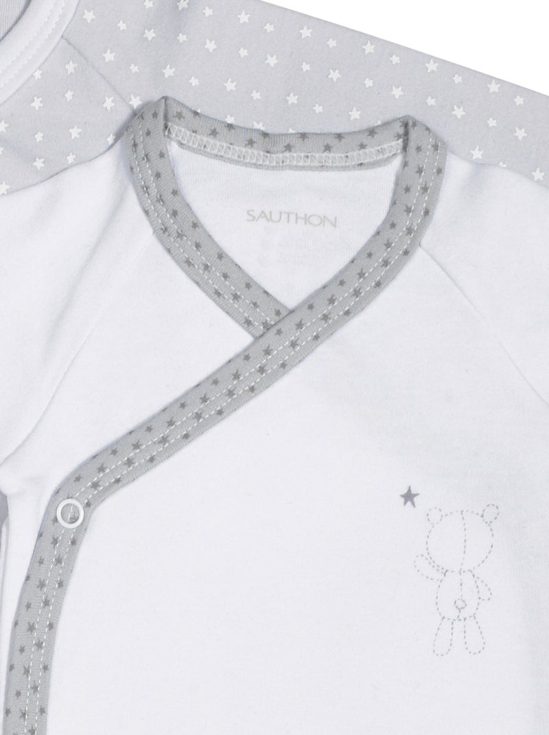 Baby rompertjes met lange mouwen, set van 2 Wit Grijs - Kiabi