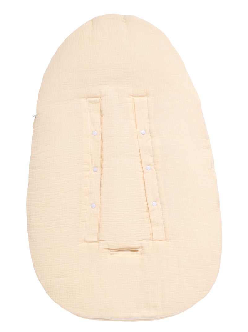Baby-slaapzakje met 5 sluitingen van dubbele katoenen gaasstof Beige - Kiabi