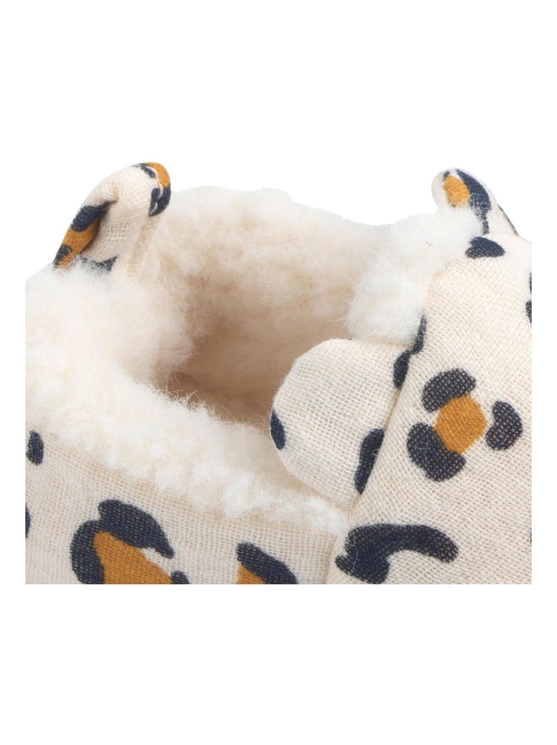 Baby-slofjes met vulling en luipaardprint Ecru - Kiabi