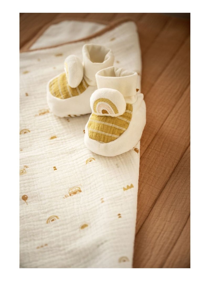 Baby-slofjes van fluweel Wit - Kiabi
