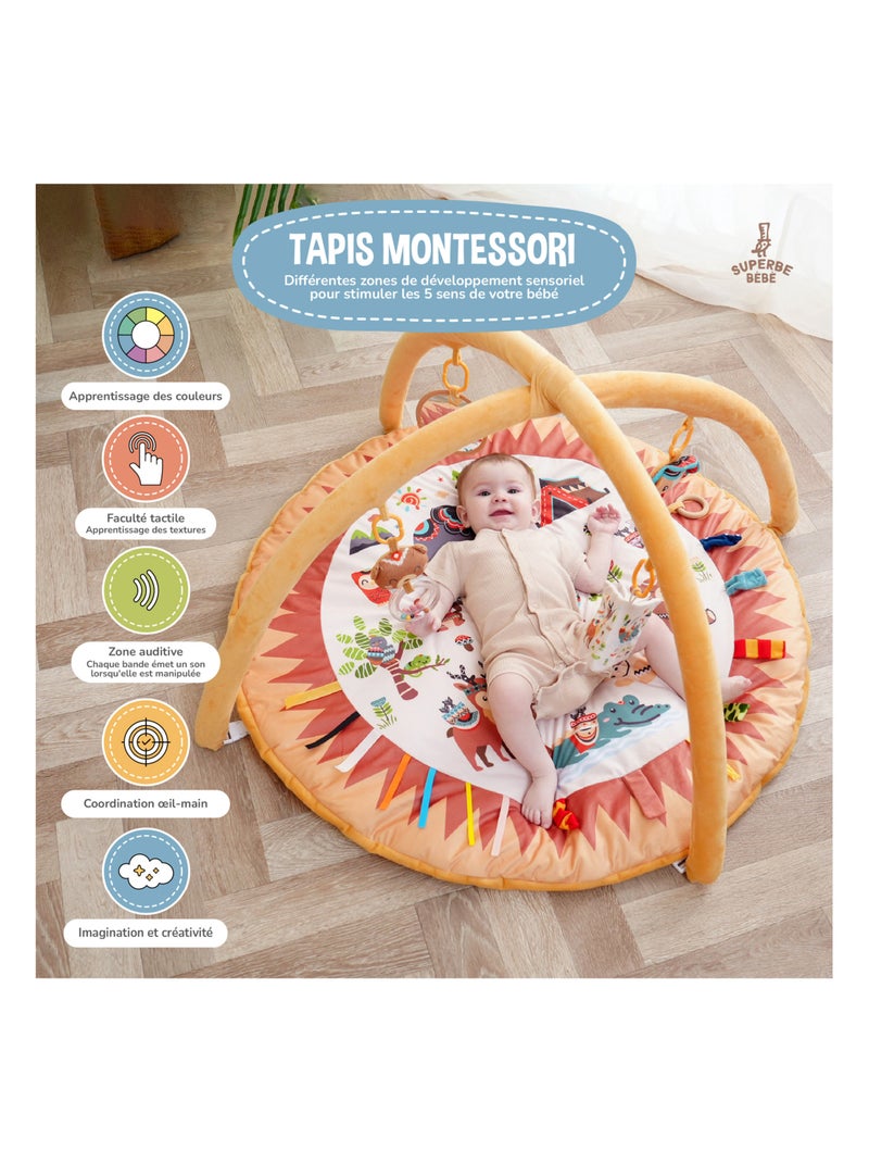 Baby speelmat met speelbogen LITTLE JUNGLE | SUPERBE BEBE Oranje - Kiabi