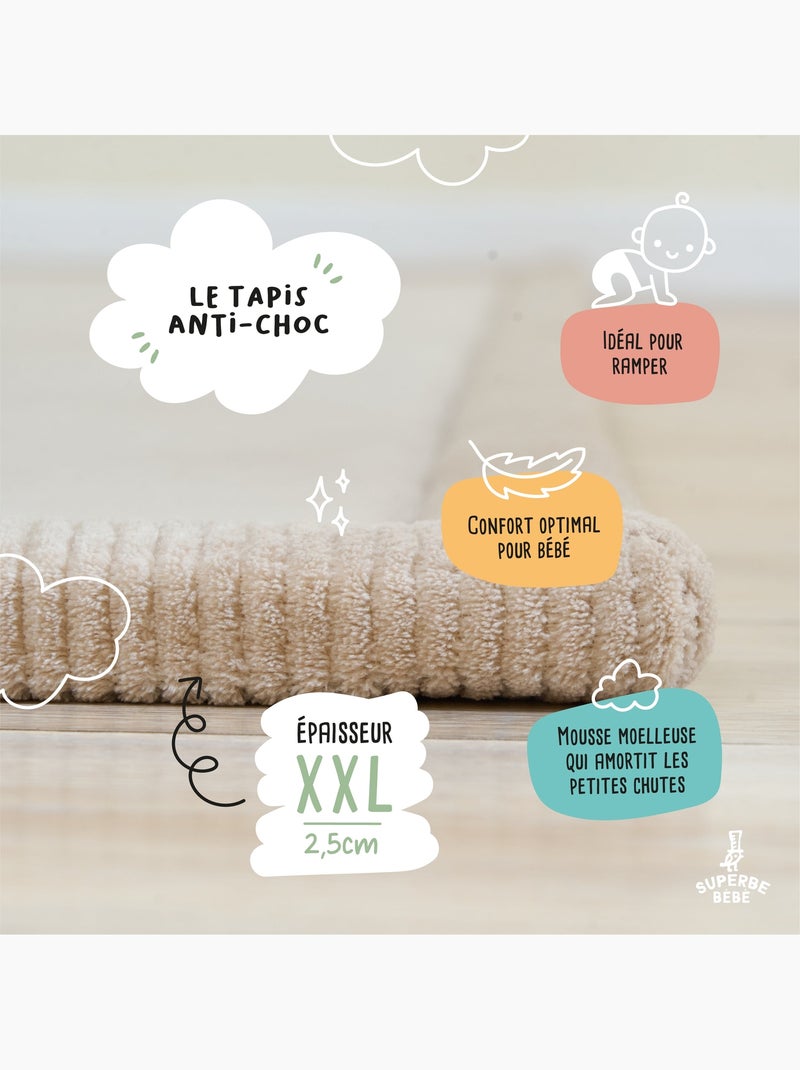 Baby speelmat van schuim - 200x150x2,5 - Cocoon Plus | SUPERBE BEBE Beige - Kiabi