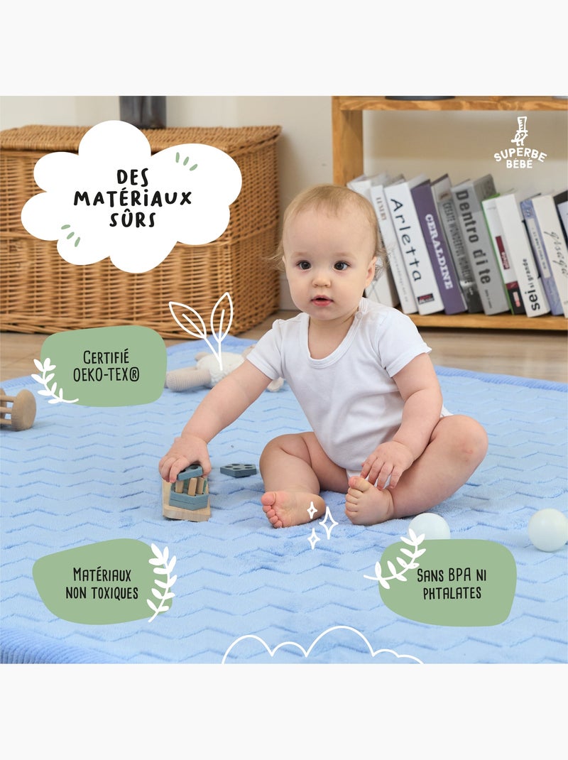 Baby speelmat van schuim - 200x150x2,5 - Cocoon Plus | SUPERBE BEBE Blauw - Kiabi