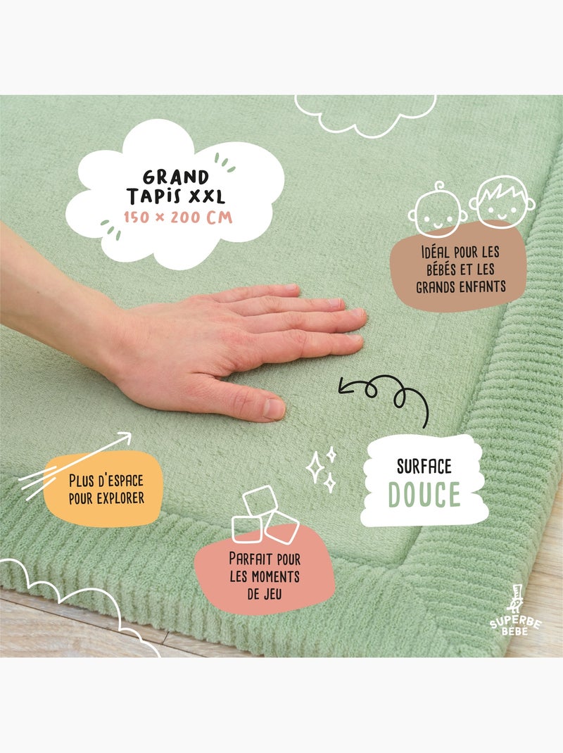 Baby speelmat van schuim - 200x150x2,5 - Cocoon Plus | SUPERBE BEBE Groen - Kiabi